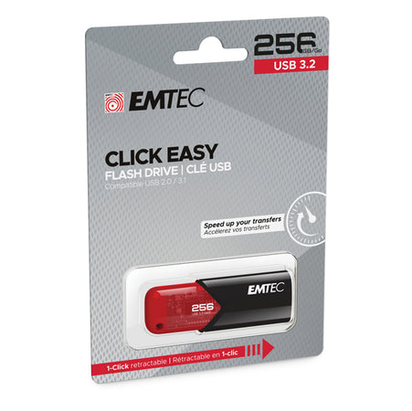Emtec Memoria Usb B110 Usb3.2 Clickeasy 256Gb Rossa
