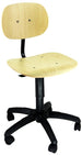 Sgabello con ruote o piedini con schienale e seduta in faggio cm. 44x63x85/95h