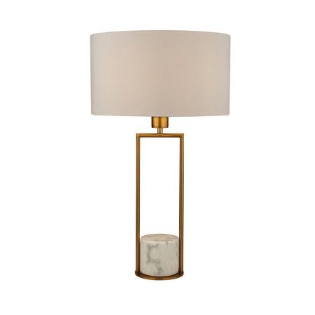 Lampada Da Scrivania Contemporanea Claire Metallo Oro Tessuto Bianco 1 Luce E27
