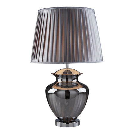 Lampada Da Scrivania Contemporanea Elina Acciaio Cromo Vetro Fumè 1 Luce E27