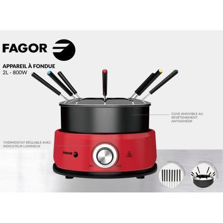 Macchina per fonduta - FAGOR - FGF800 - 8 persone - Capacità: 1,6 L - Termostato regolabile