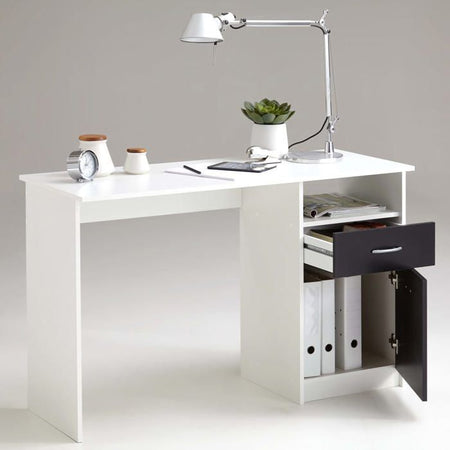 Scrivania JACKSON - Decoro bianco P/nero - L123 x A76,5 x P50 cm - Made in Germany