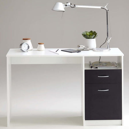 Scrivania JACKSON - Decoro bianco P/nero - L123 x A76,5 x P50 cm - Made in Germany