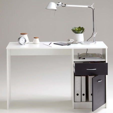 Scrivania JACKSON - Decoro bianco P/nero - L123 x A76,5 x P50 cm - Made in Germany