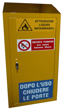 Armadio di sicurezza monoblocco di stoccaggio per prodotti infiammabili, comburenti e vernici cm. 53x50x100h