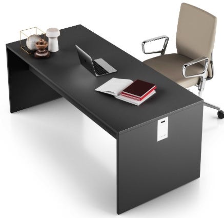 Scrivania da ufficio con gamba pannellata in legno cm. 80/120/140/160/180/200 x80x75h