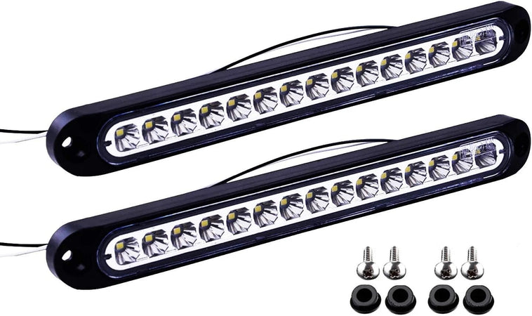 2 Fanali Luci Coppia Fanalini Posteriori Ingombro Laterali Luci Auto Camper Suv Barca Bianco Freddo 15Led 12-24V