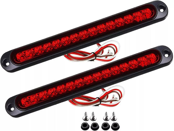 2 Luci Coppia Fanalini Barra Luci Terzo Stop Auto Camper Barca Suv 15Led Rosso 12-24V Luci ingombro Laterali
