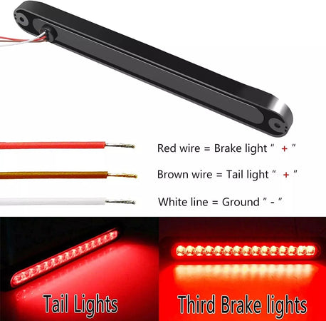 2 Luci Coppia Fanalini Barra Luci Terzo Stop Auto Camper Barca Suv 15Led Rosso 12-24V Luci ingombro Laterali