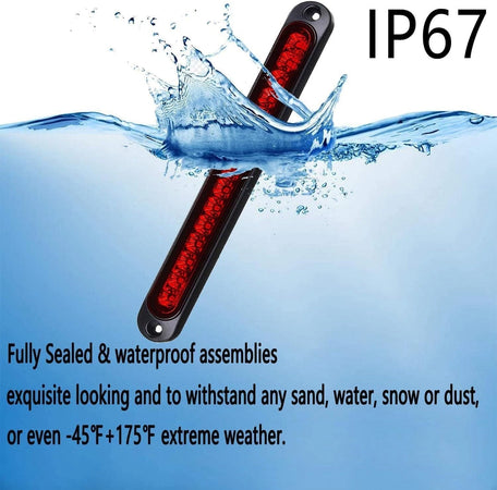 2 Luci Coppia Fanalini Barra Luci Terzo Stop Auto Camper Barca Suv 15Led Rosso 12-24V Luci ingombro Laterali