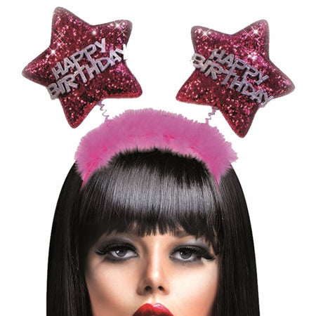 2951-01 CERCHIETTO DELUXE RICORRENZA HAPPY BIRTHDAY BUON COMPLEANNO CON STELLINE GLITTER