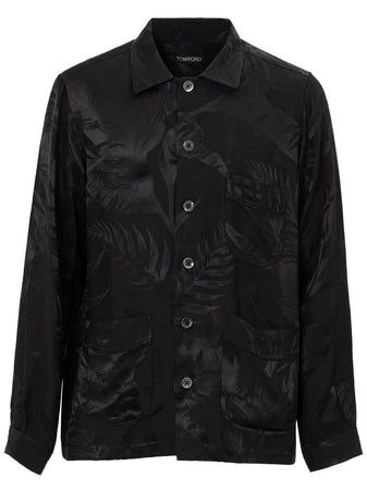 Tom Ford Camicia Uomo con Tasche e Motivo Tonale - Nera da uomo