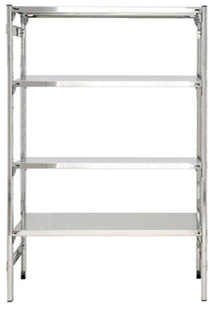 Scaffalatura in acciaio per alimenti cucine ristoranti con piani d'appoggio lisci o forati cm. 120x40x200h