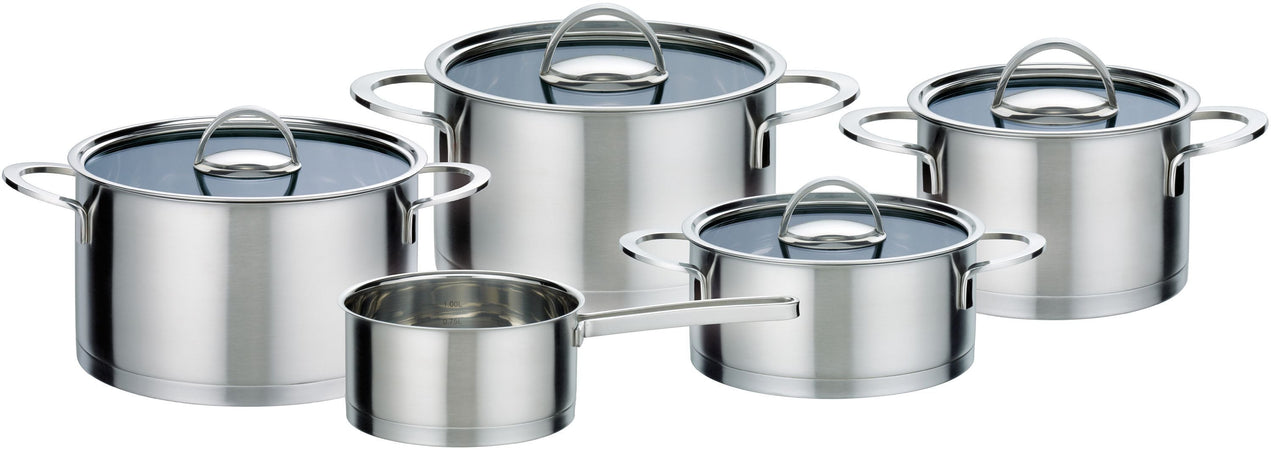 GSW Elegance - Batteria di pentole in acciaio inossidabile da 9 pezzi - Tutti i piani cottura a induzione