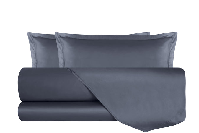 Completo Letto in Raso di puro cotone In Raso DELUXE Grigio Fumo