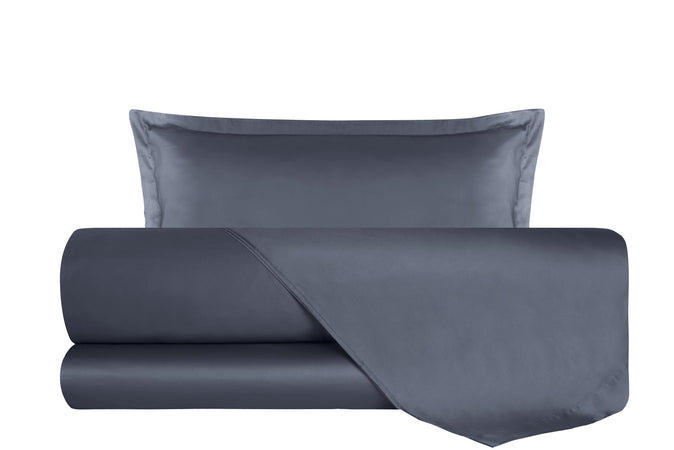 Completo Letto in Raso di puro cotone In Raso DELUXE Grigio Fumo