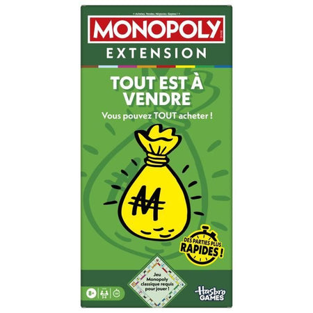 Espansione Monopoly Tutto è in vendita, rende il classico gioco Monopoly più divertente e veloce, giochi da tavolo, 2-6 giocatori, 40
