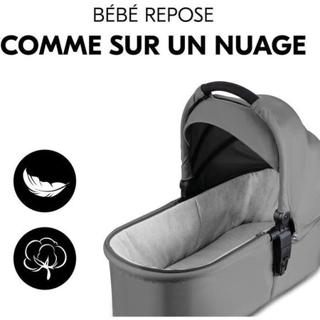 HAUK - Set da viaggio 3 in 1 Shop N Care Trio - Passeggino + Navicella + Seggiolino auto + Adattatori - 4 ruote - Grigio