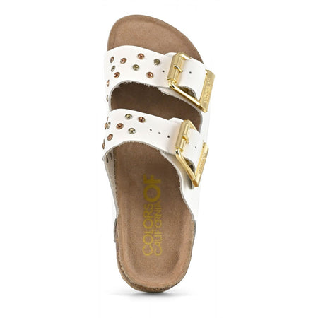 Colors of California Sandalo doppia fascia in nabuk con strass
 scarpe donna
HC.BIO501/WHI