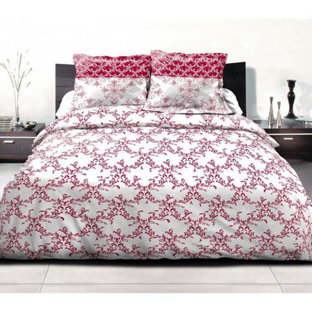Parure copripiumino 220x240 cm HOME LINGE PASSION FRISE: Copripiumino + 2 federe - 100% Cotone 57 fili - Bordeaux