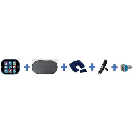 Pacchetto auto estivo - HTC EQUIPEMENT - Andare in vacanza - Include: visiera parasole, cuscino per il collo, supporto per tablet