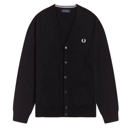 Fred Perry Cardigan Uomo Tinta Unita 100% Cotone Maniche Lunghe Maglione Pullover con Bottoni Logo Ricamato Collo A Scialle