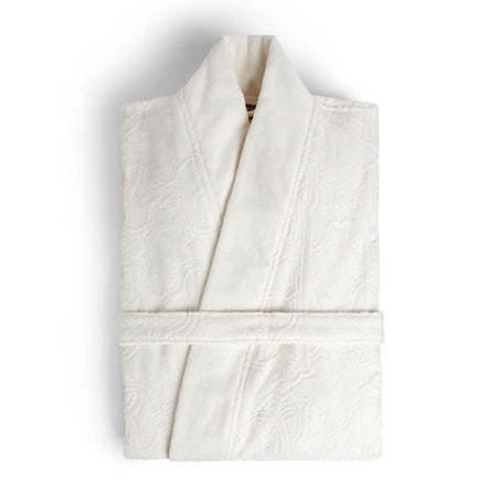 Accappatoio Roberto Cavalli Logo S/M bianco, in spugna di cotone, con cappuccio, tasche e cintura, design elegante con logo, Made in Italy.