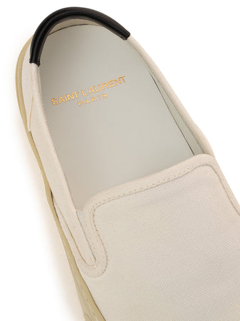 Saint Laurent Slip on in Canvas Bianco da donna
