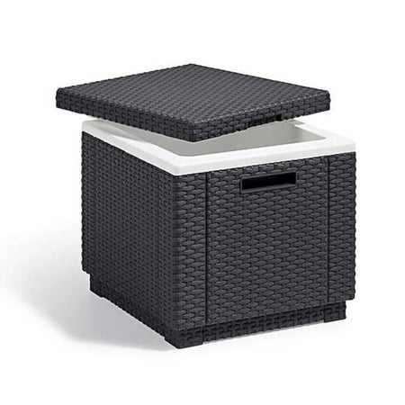Tavolino da salotto in resina intrecciata ALLIBERT - Grigio