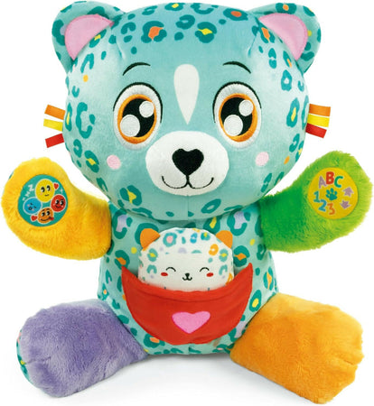 Clementoni Baby - Cleo e Leo - dolci leopardi - Peluche Parlante Interattivo, Gioco Educativo Prima Infanzia Bambini 6 Mesi, Gioco Pupazzo Neonato, Musicale, Luci e Suoni, Con Batterie, In Italiano