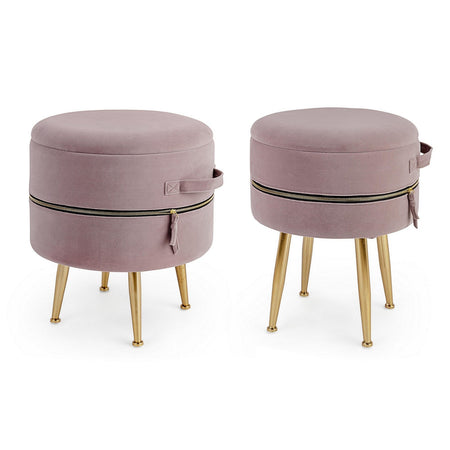 Poltrona Pouf "Pavlina" per interno, con struttura in mdf e compensato set da 2 pezzi