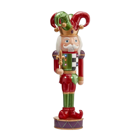 Statuetta "Joker" in poliresina, colore verde e rosso con led da 39 cm