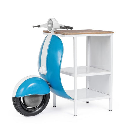 Consolle da Bar "Vespa" con struttura in acciaio, piano in legno, da 104 x 94 x 65 cm
