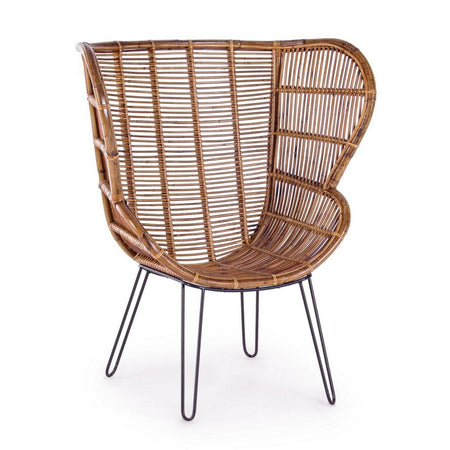 Poltrona "Estefan" per interno, Seduta In Rattan Ed Intreccio In Kubu 100 x 75 x 118h cm