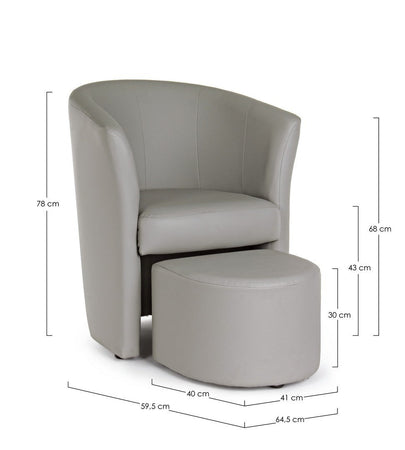 Poltrona "Rita" per interno, Struttura In Legno Di Pino E Compensato, Rivestimento In Similpelle 94% Pvc 6% Poliuretano 64,5 x 59,5 x 78h cm