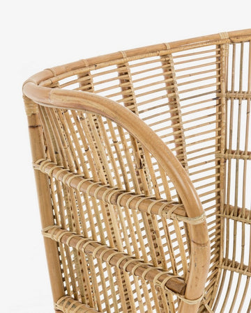 Poltrona "Estefan" per interno, Seduta In Rattan Ed Intreccio In Kubu 100 x 75 x 118h cm