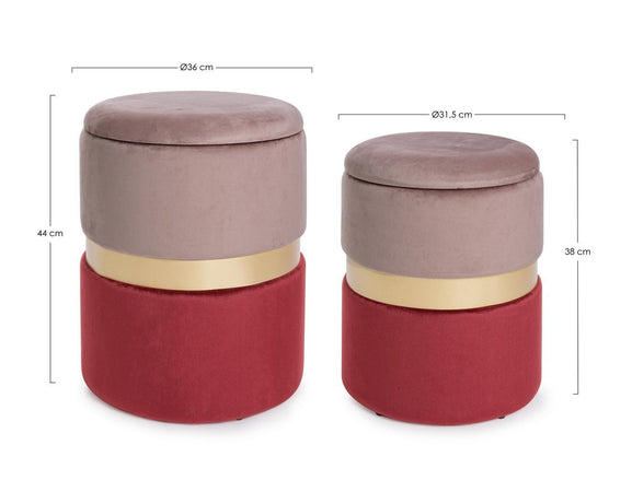 Poltrona Pouf "Pavlina" per interno, con struttura in mdf e compensato set da 2 pezzi