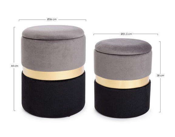 Poltrona Pouf "Pavlina" per interno, con struttura in mdf e compensato set da 2 pezzi