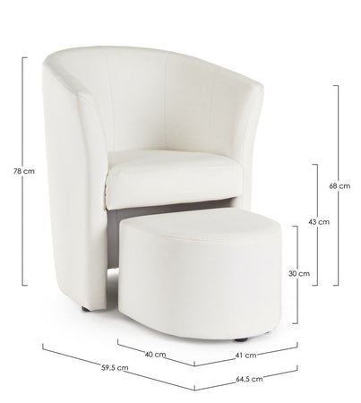 Poltrona "Rita" per interno, Struttura In Legno Di Pino E Compensato, Rivestimento In Similpelle 94% Pvc 6% Poliuretano 64,5 x 59,5 x 78h cm