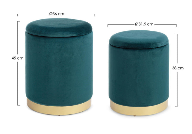 Poltrona Pouf "Polina" per interno, con struttura In mdf e compensato, Set da 2 pezzi
