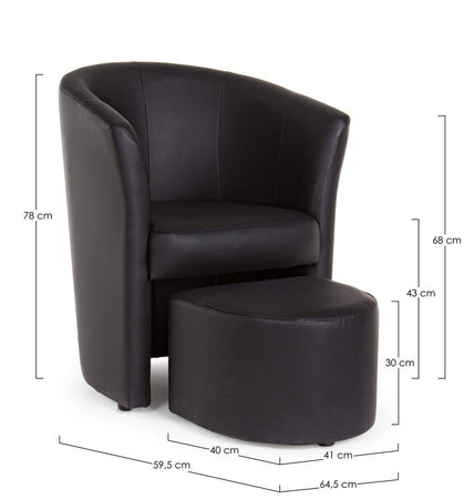 Poltrona "Rita" per interno, Struttura In Legno Di Pino E Compensato, Rivestimento In Similpelle 94% Pvc 6% Poliuretano 64,5 x 59,5 x 78h cm