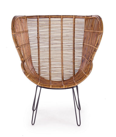 Poltrona "Estefan" per interno, Seduta In Rattan Ed Intreccio In Kubu 100 x 75 x 118h cm