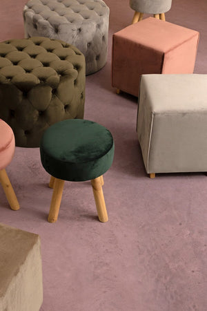 Poltrona Pouf "Lorella" per interno, con struttura in legno di pino e mdf da Ø60 x 42h cm