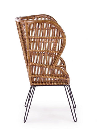 Poltrona "Estefan" per interno, Seduta In Rattan Ed Intreccio In Kubu 100 x 75 x 118h cm