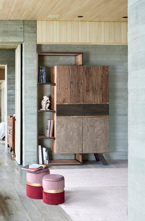 Poltrona Pouf "Pavlina" per interno, con struttura in mdf e compensato set da 2 pezzi
