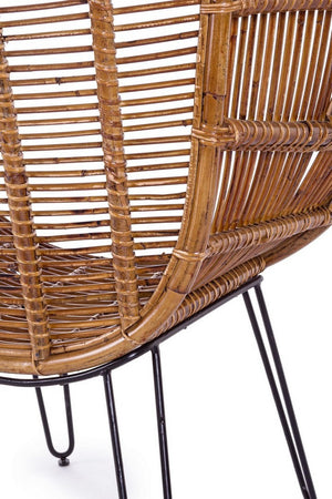 Poltrona "Estefan" per interno, Seduta In Rattan Ed Intreccio In Kubu 100 x 75 x 118h cm