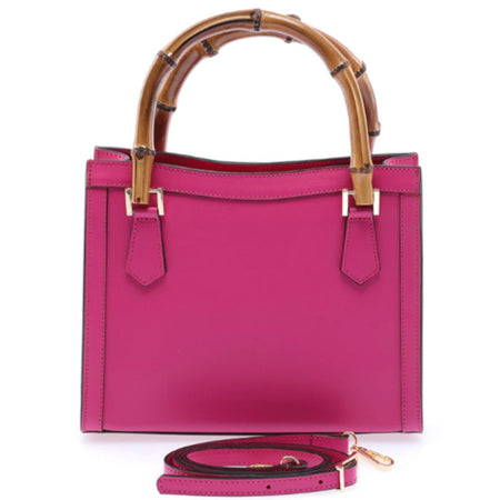 Modarno Borsa in pelle con manico in bambù, Borsa a mano Made in Italy, Borsa a tracolla, Borsa per tutti i giorni