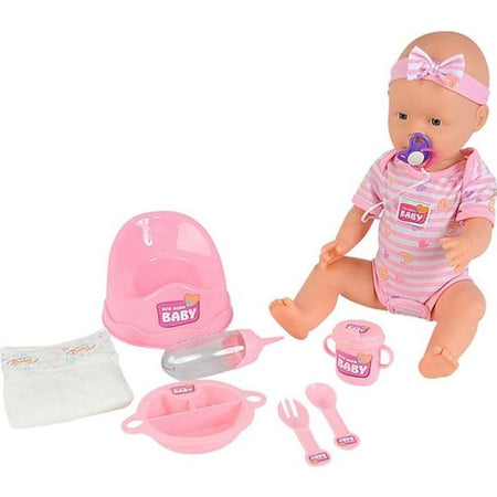 NEW BORN BABY Pink Baby Doll 43cm Beve pipì