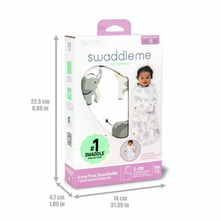 INGENUITY, Swaddling Bag, sacco nanna a forma di elefante, per la mezza stagione TOG 1. Regolabile da 3 a 6 mesi, certificato Oeko-Tex