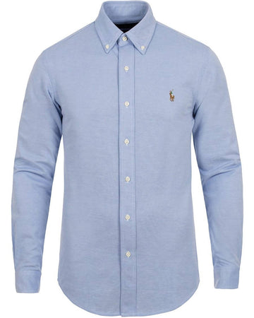 Camicia Uomo Polo Ralph Lauren Camicia Casual Slim Fit Aderente In Oxford In Cotone Collo Button Down Logo Pony Ralph Lauren Ricamato